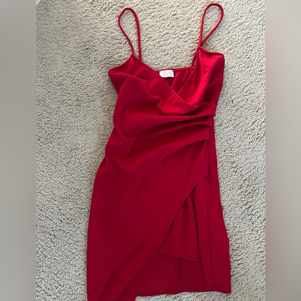 Pink Lily Red Strappy Tank Dress
